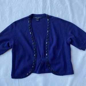 Marc Jacobs Purple Bolero Wool Cardigan with Black Jewels, Size L, Cropped